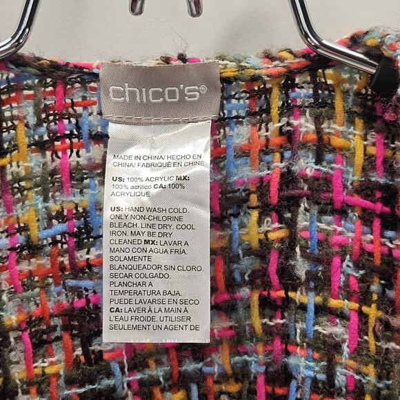 Chico’s Colorful Boucle Knit Tweed Kimono Cape Poncho Boho Cottage One Size - Picture 3 of 4